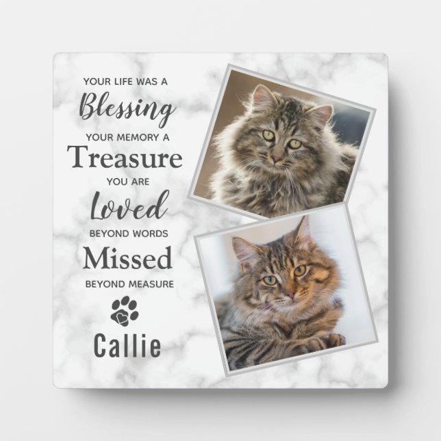 Pet Cat Memorial Photo Plaque (Front)