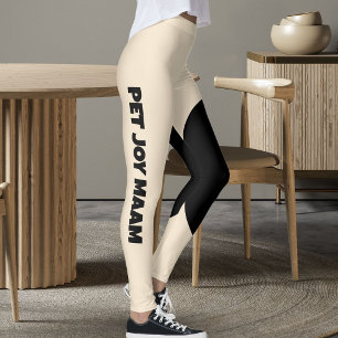 Pet Cat Mum Champagne Gold Black Customised Text Leggings