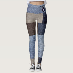 Pet Cat Mum Colourful Patchwork Faux Denim Jeans Leggings