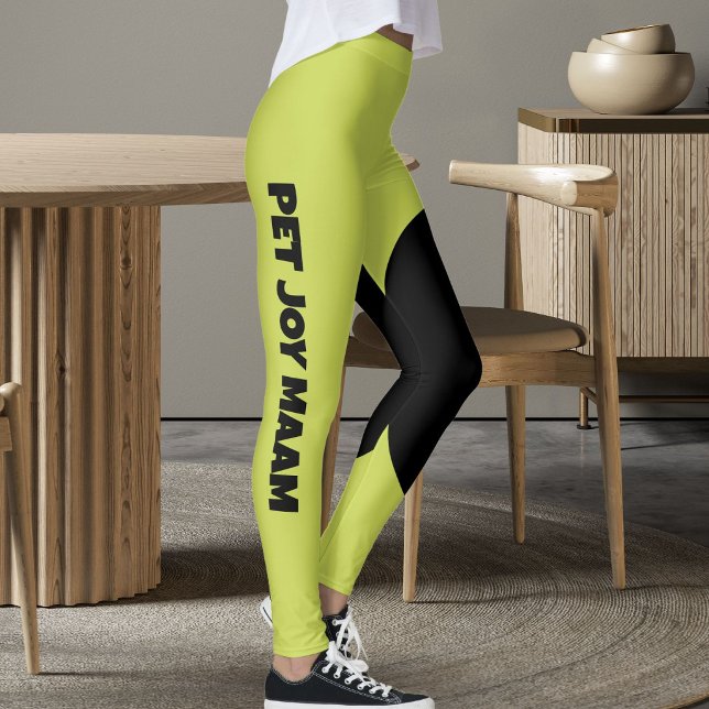 Pet Cat Mum Name Apple Green Black Customised Text Leggings (Creator Uploaded)