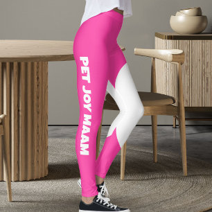 Pet Cat Mum Name Electric Pink White Custom Text Leggings