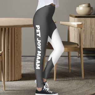 Pet Cat Mum Name Grey White Fun Customised Text Leggings