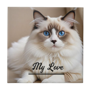 Pet Cat Mum Photo ''My Love'' Personalise Ceramic Tile