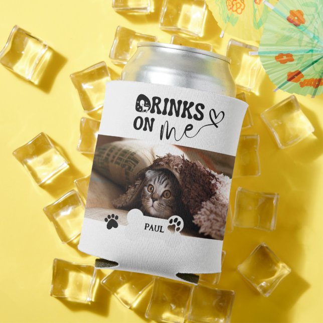 Pet Cat Name Custom Photo Funny Can Cooler (In Situ Summer)