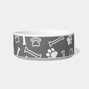 Pet - Cat or Dog Paw Footprint and Bone Pattern Bowl