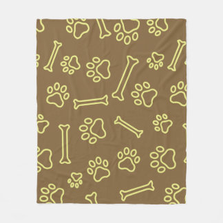 Pet - Cat or Dog Paw Footprint and Bone Pattern   Fleece Blanket