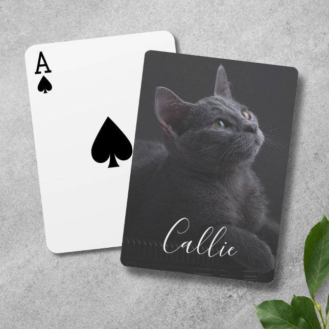 Pet Cat Photo Name Playing Cards (Custom Cat Photo Playing Cards)