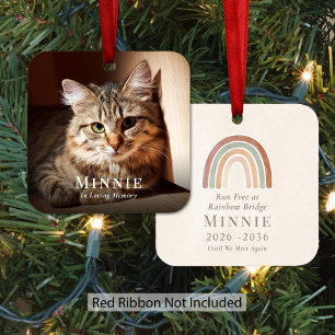 Pet Cat Rainbow Bridge Memorial Photo Christmas Metal Tree Decoration