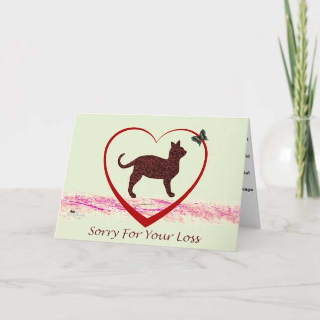 Pet Cat Sympathy Card, Loss Of Cat Card (Front)