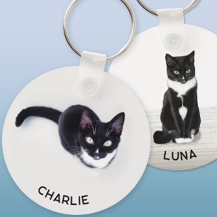 Pet Cat Two Photo Personalised Key Ring