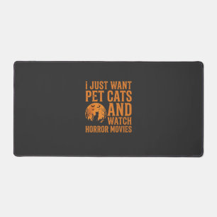 Pet Cats Horror Movies Halloween Design_1 Desk Mat