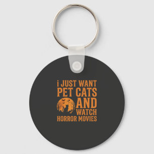 Pet Cats Horror Movies Halloween Design_1 Key Ring