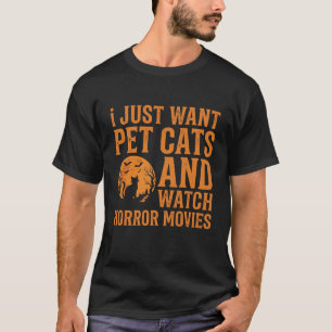 Pet Cats Horror Movies Halloween Design_1 T-Shirt