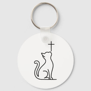 Pet Cats Love Jesus Be Happy Savior  Key Ring