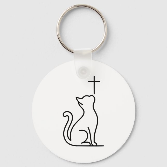 Pet Cats Love Jesus Be Happy Savior  Key Ring (Front)