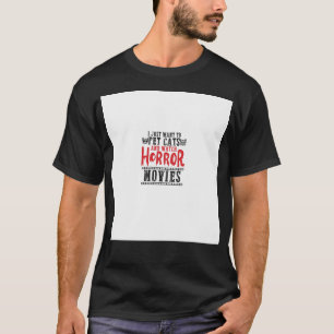 Pet Cats Watch Horror Movies Family Movie Night Ho T-Shirt