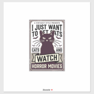 Pet Cats Watch Horror Movies Vintage Cat Design_1