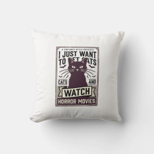 Pet Cats Watch Horror Movies Vintage Cat Design_1 Cushion