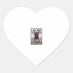 Pet Cats Watch Horror Movies Vintage Cat Design_1 Heart Sticker
