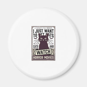 Pet Cats Watch Horror Movies Vintage Cat Design_1 Magnet