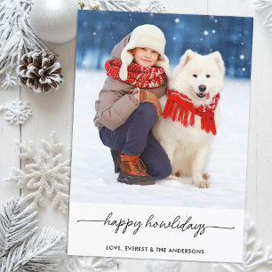 Pet Christmas Happy Howlidays Modern Dog Photo Holiday Card