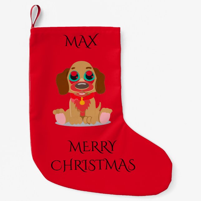 Pet christmas stocking with personalised name. DOG (Front)