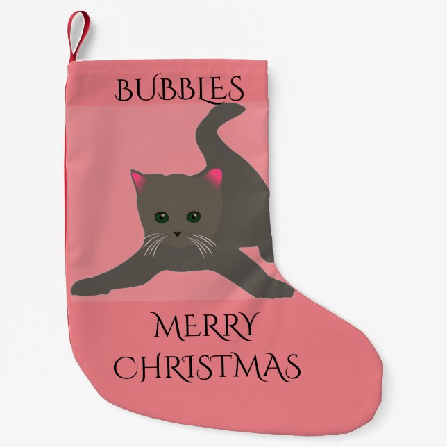 Pet christmas stocking with personalized name. CAT (Front)