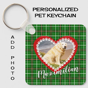 Pet christmas your photo red green key ring