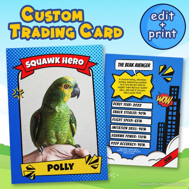 Pet Comic Trading Card Funny Custom Bird Gift (Pet Comic Trading Card Funny Custom Bird Gift, Bird Trading Card)