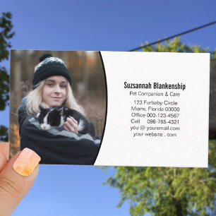 Pet Companion Black White Professional Photo Business Card