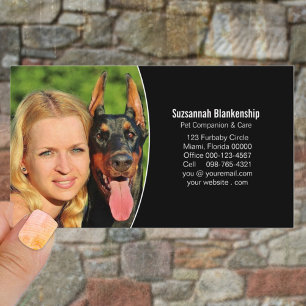 Pet Companion Black White Professional Photo Business Card
