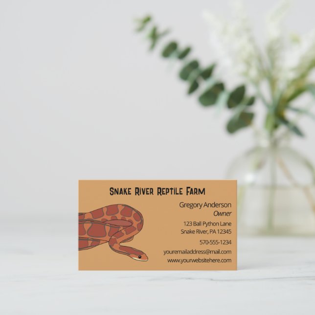 Pet Corn Snake Reptile Breeder Business Card (Standing Front)