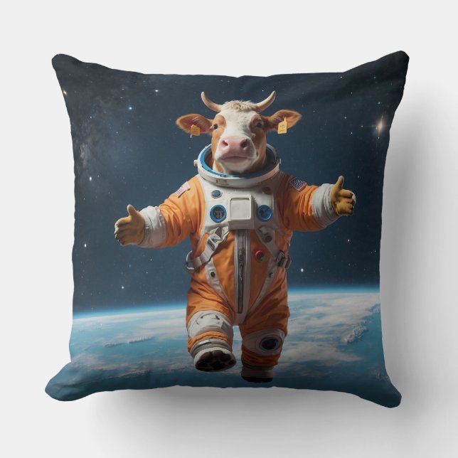 Pet Cow in Space Cushion (Front)