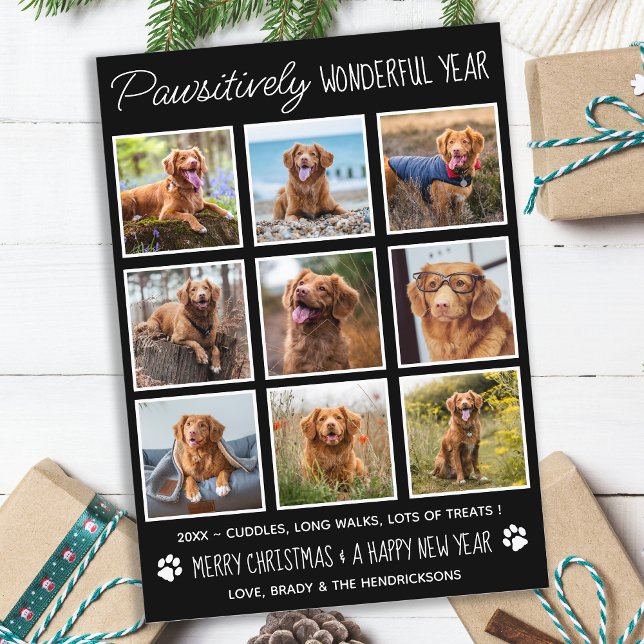 Pet Cute Funny Year in Review Dog Photo Collage Holiday Card (Creator Uploaded)