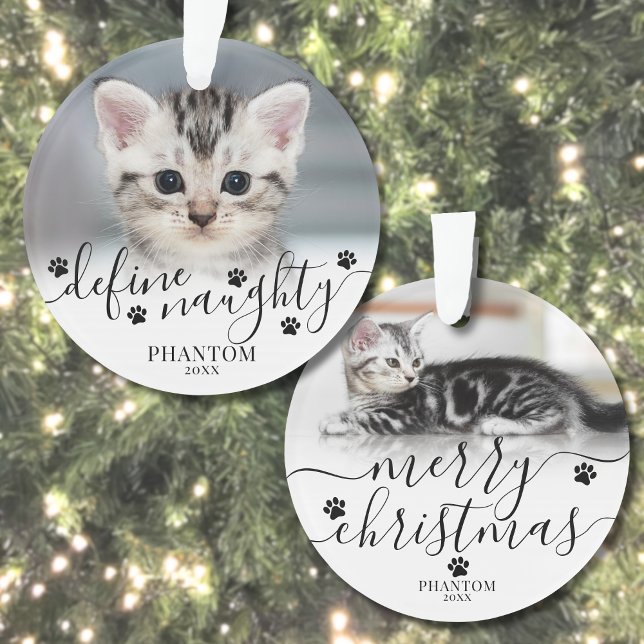 Pet Define Naughty Cat Photo Christmas Ornament (Pet Define Naughty Cat Photo Christmas Ornament)