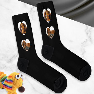Pet Dog 4 Custom Photos Heart Frames Personalized Socks