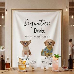 Pet Dog Calligraphy Signature Drink wedding sign Tapestry