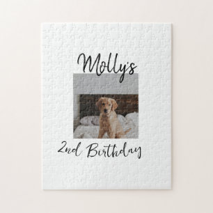 Pet dog cat animal birthday photo modern simple  jigsaw puzzle