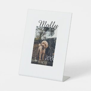 Pet dog cat animal birthday photo modern year date pedestal sign