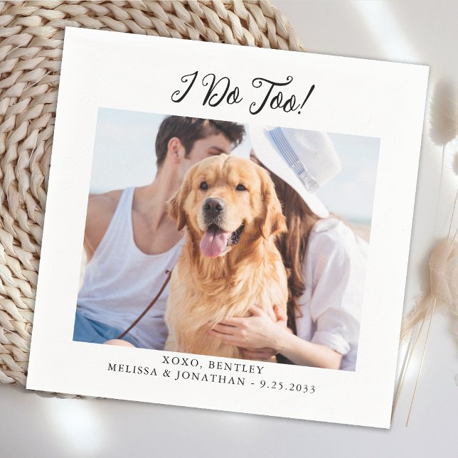 Pet Dog Cat Custom Photo Modern Funny Wedding Napkin (Creator Uploaded)
