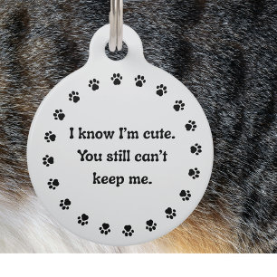 Pet Dog Cat Funny Humour Customise ID Lost Tag