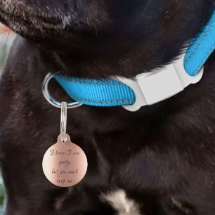 Pet Dog Cat Funny Humour Pretty Rose Gold ID Lost Tag