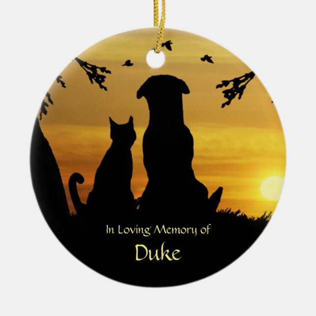 Pet Dog Cat Memorial Custom Name Spiritual Poem Ceramic Ornament (Front)