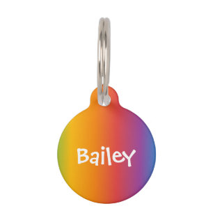 Pet Dog Cat Monogram Tag Rainbow Customise ID