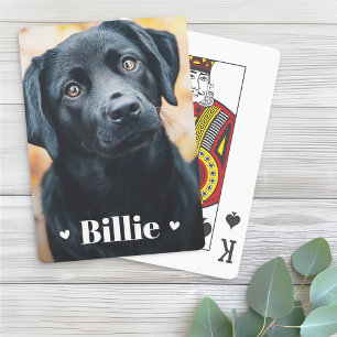 Pet dog cat name hearts two photos playing cards