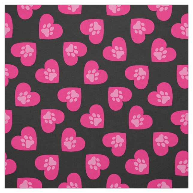 Pet Dog Cat Paw Cute Heart Fabric (Swatch)