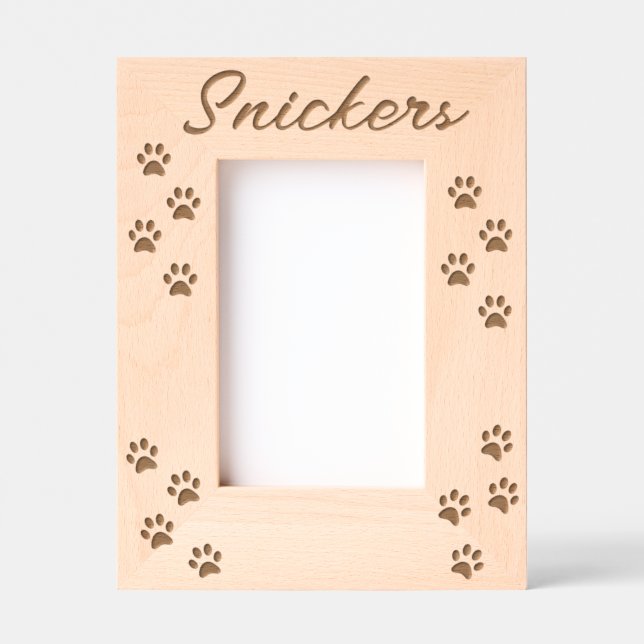 Pet Dog Cat Paws Custom Name Etched Frames (Front)