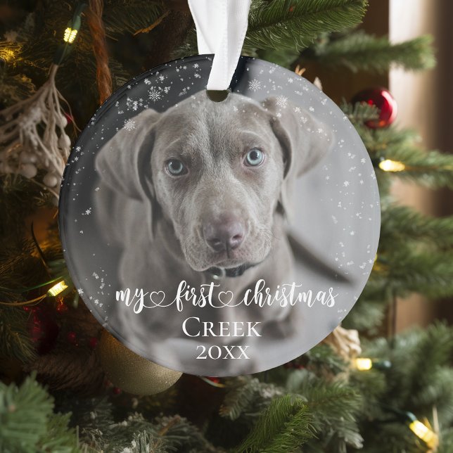 Pet Dog Cat Photo My First Christmas Handwritten Ornament (Creator Uploaded)