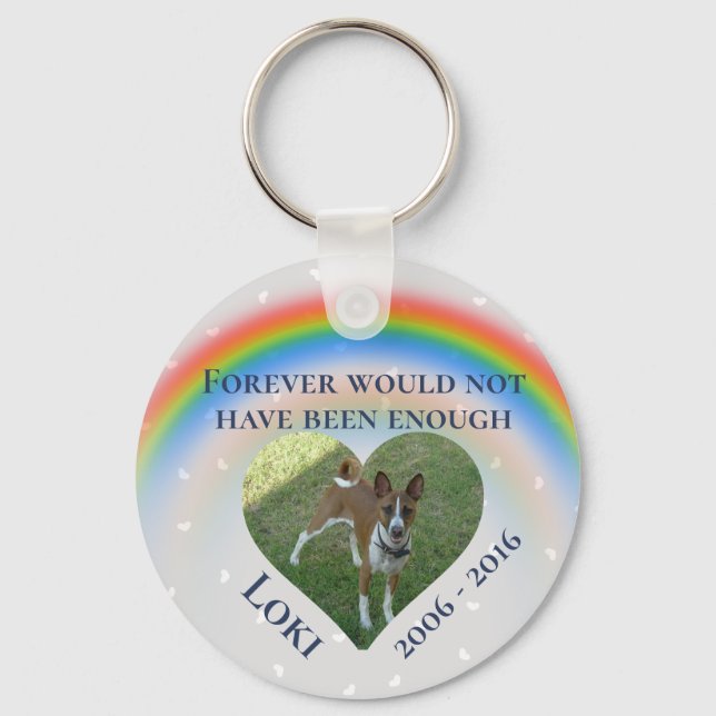 Pet Dog Cat Rainbow Bridge Photo Memorial Key Ring (Front)