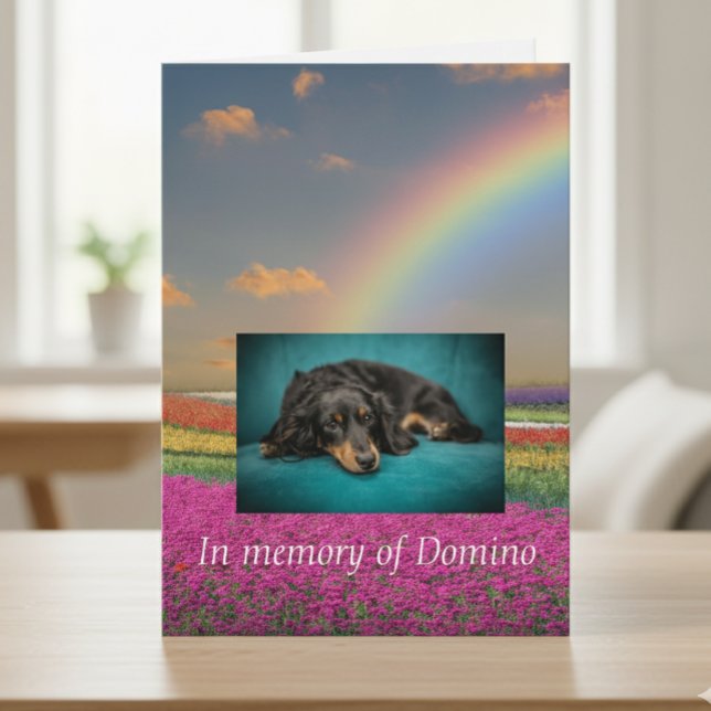 Pet Dog Cat Rainbow Bridge Sympathy Photo Custom Card (Creator Uploaded)